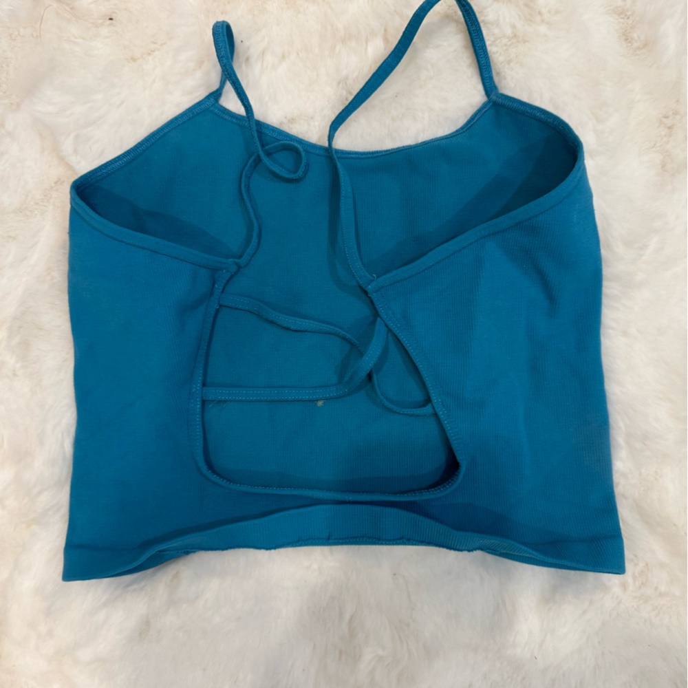 FP Movement Free People Teal Blue Strappy Crop Tank